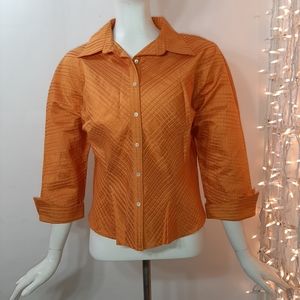 Kay Unger 100% Silk Pleat Button Top